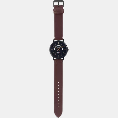 Enticer Men Quartz Black Dial Analog Leather Watch A1876