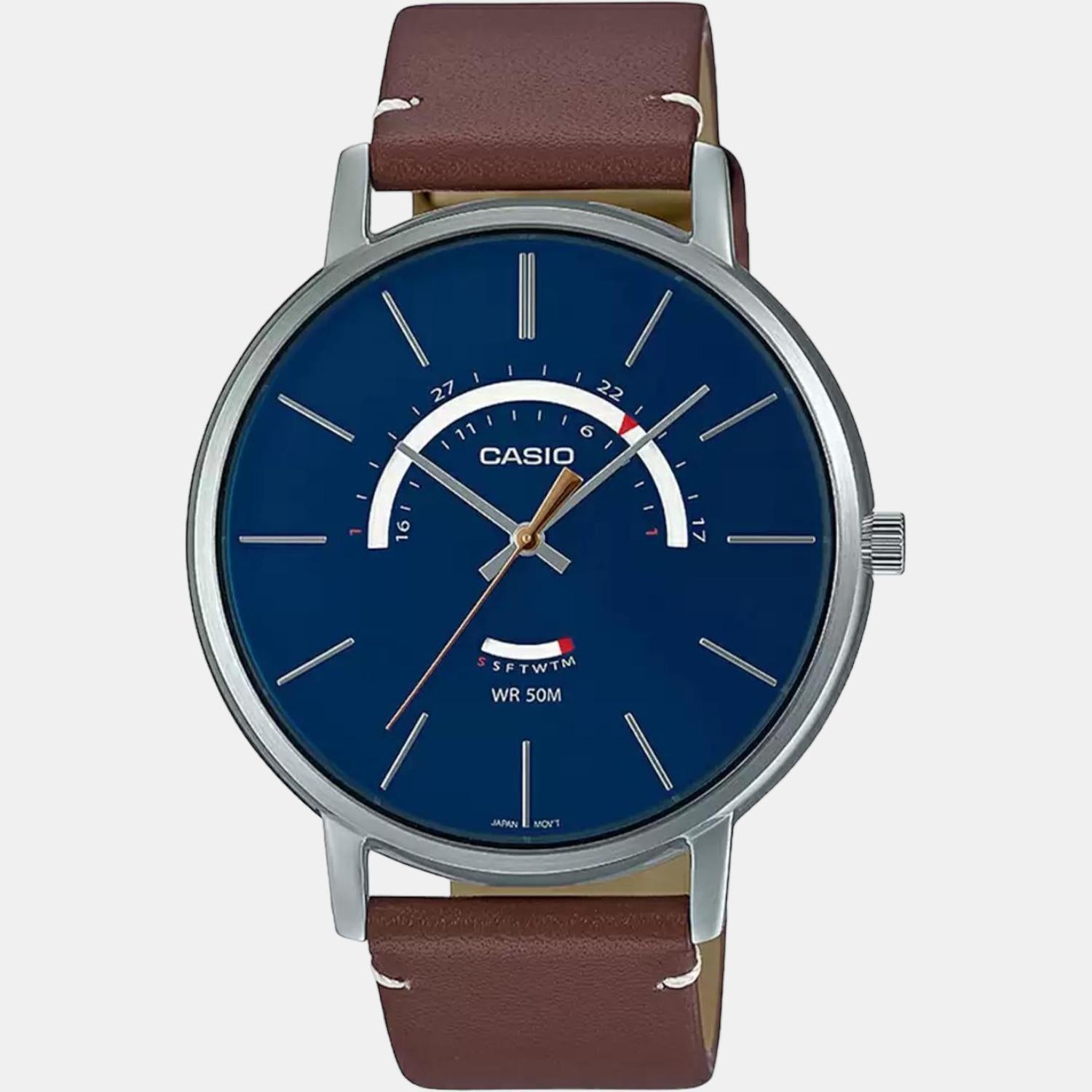 Enticer Men Quartz Blue Dial Analog Leather Watch A1878