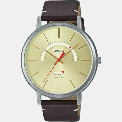 Enticer Men Quartz Yellow Dial Analog Leather Watch A1879