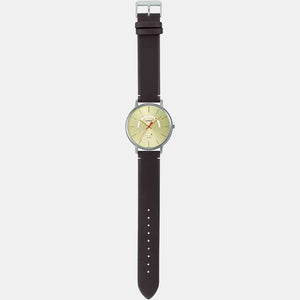Enticer Men Quartz Yellow Dial Analog Leather Watch A1879