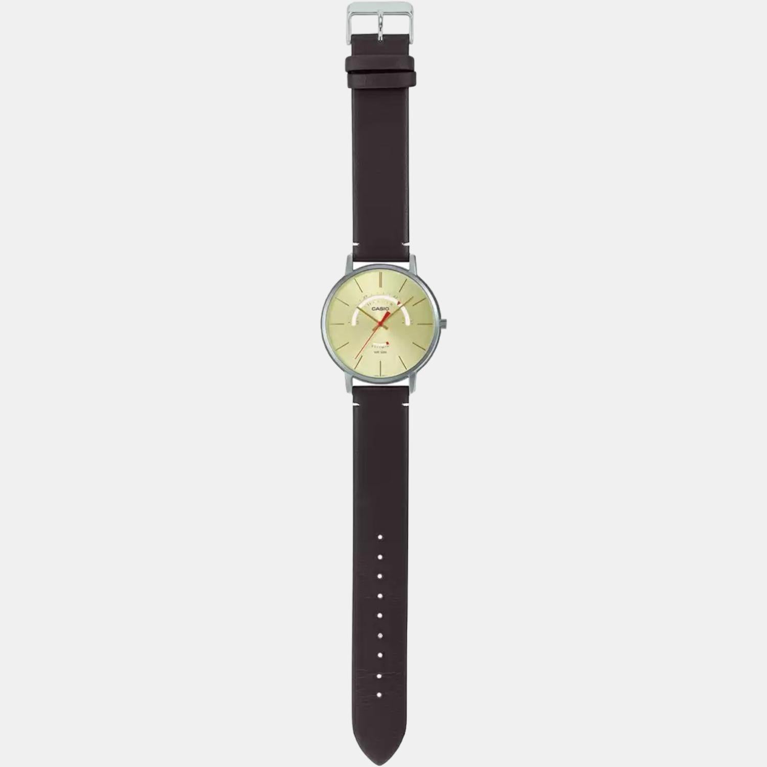 Enticer Men Quartz Yellow Dial Analog Leather Watch A1879