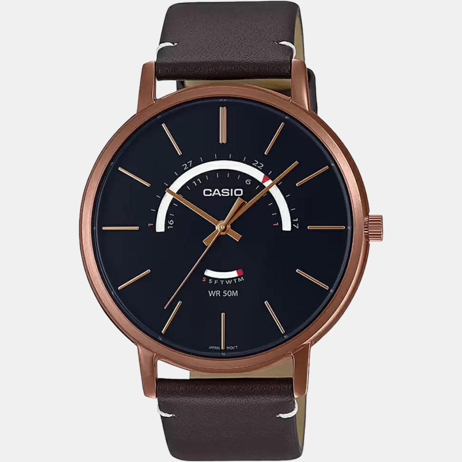 Enticer Men Quartz Black Dial Analog Leather Watch A1883