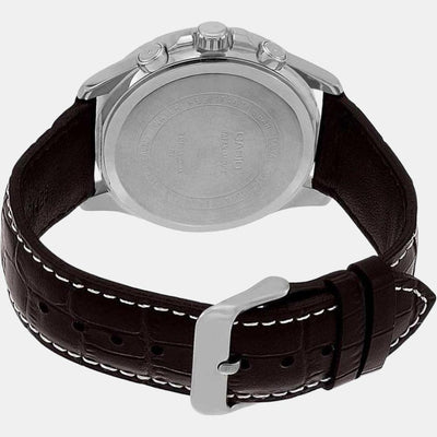 Enticer Men Quartz Beige Dial Chronograph Leather Watch A1886