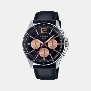 Enticer Men Quartz Black Dial Chronograph Leather Watch A1888