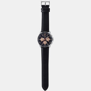 Enticer Men Quartz Black Dial Chronograph Leather Watch A1888