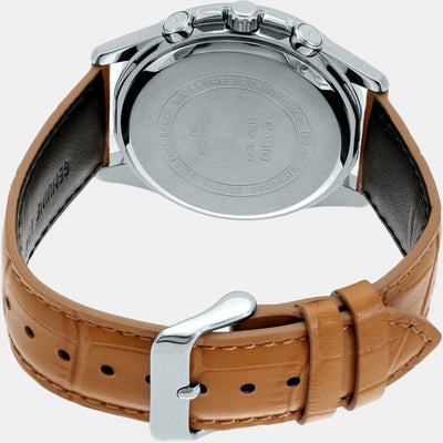 Enticer Men Quartz Silver Dial Chronograph Leather Watch A1890
