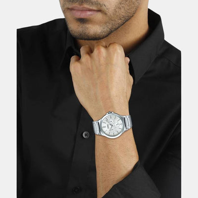 Enticer Men Quartz Silver Dial Chronograph Stainless Steel Watch A1892