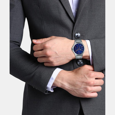 Enticer Men Quartz Blue Dial Chronograph Stainless Steel Watch A1894