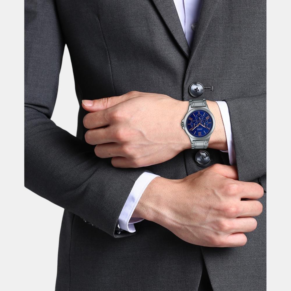 Enticer Men Quartz Blue Dial Chronograph Stainless Steel Watch A1894