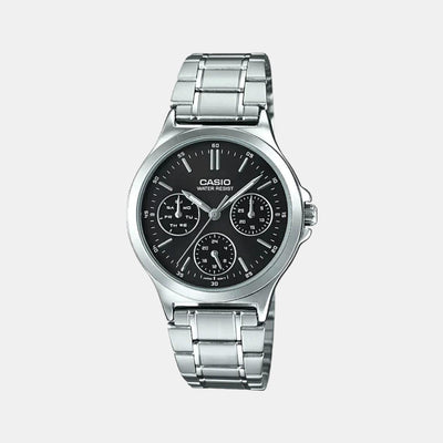 Enticer Women Quartz Black Dial Chronograph Stainless Steel Watch A1895