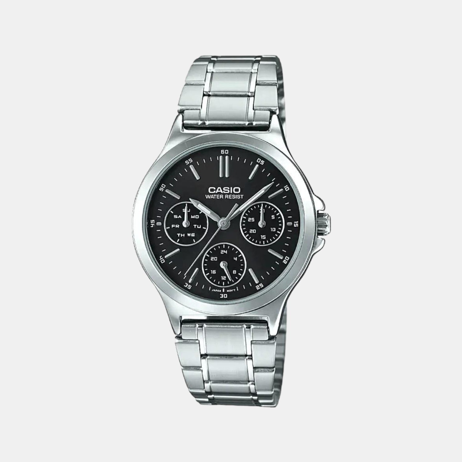 Enticer Women Quartz Black Dial Chronograph Stainless Steel Watch A1895