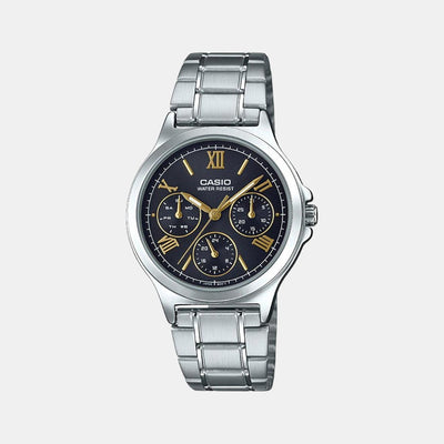 Enticer Women Quartz Black Dial Chronograph Stainless Steel Watch A1898