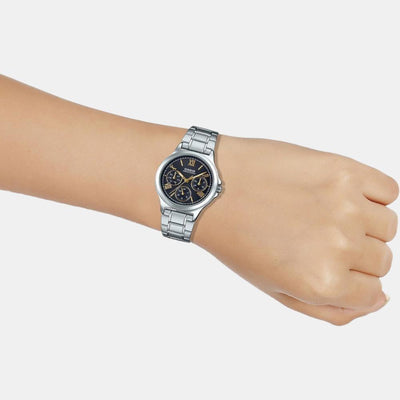 Enticer Women Quartz Black Dial Chronograph Stainless Steel Watch A1898