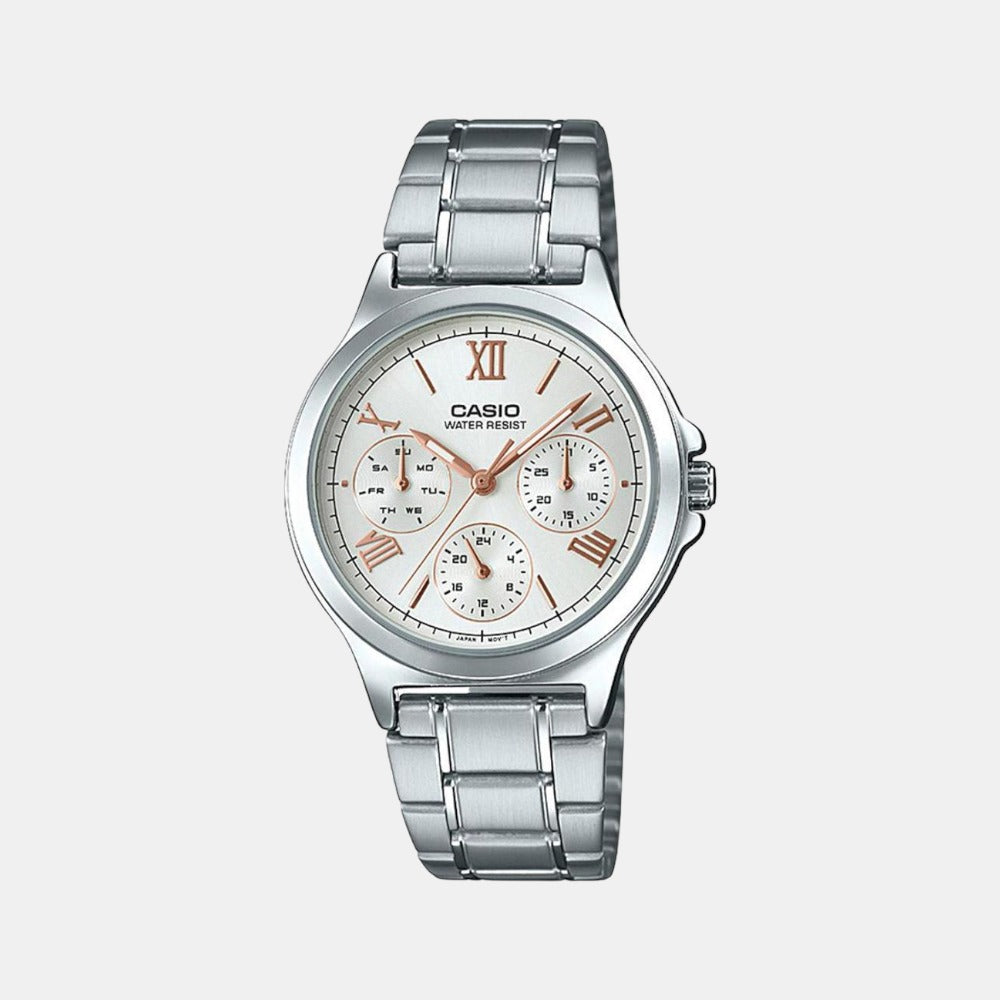 Enticer Women Quartz Silver Dial Chronograph Stainless Steel Watch A1900