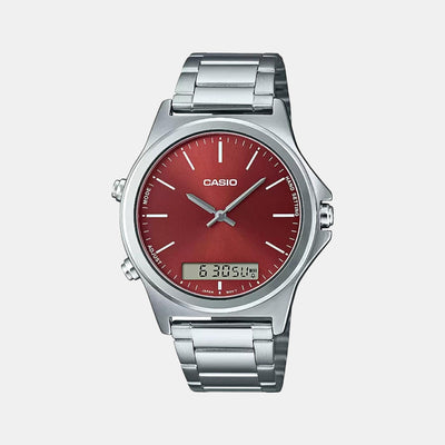 Enticer Men Quartz Red Dial Analog Stainless Steel Watch A1926