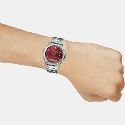 Enticer Men Quartz Red Dial Analog Stainless Steel Watch A1926