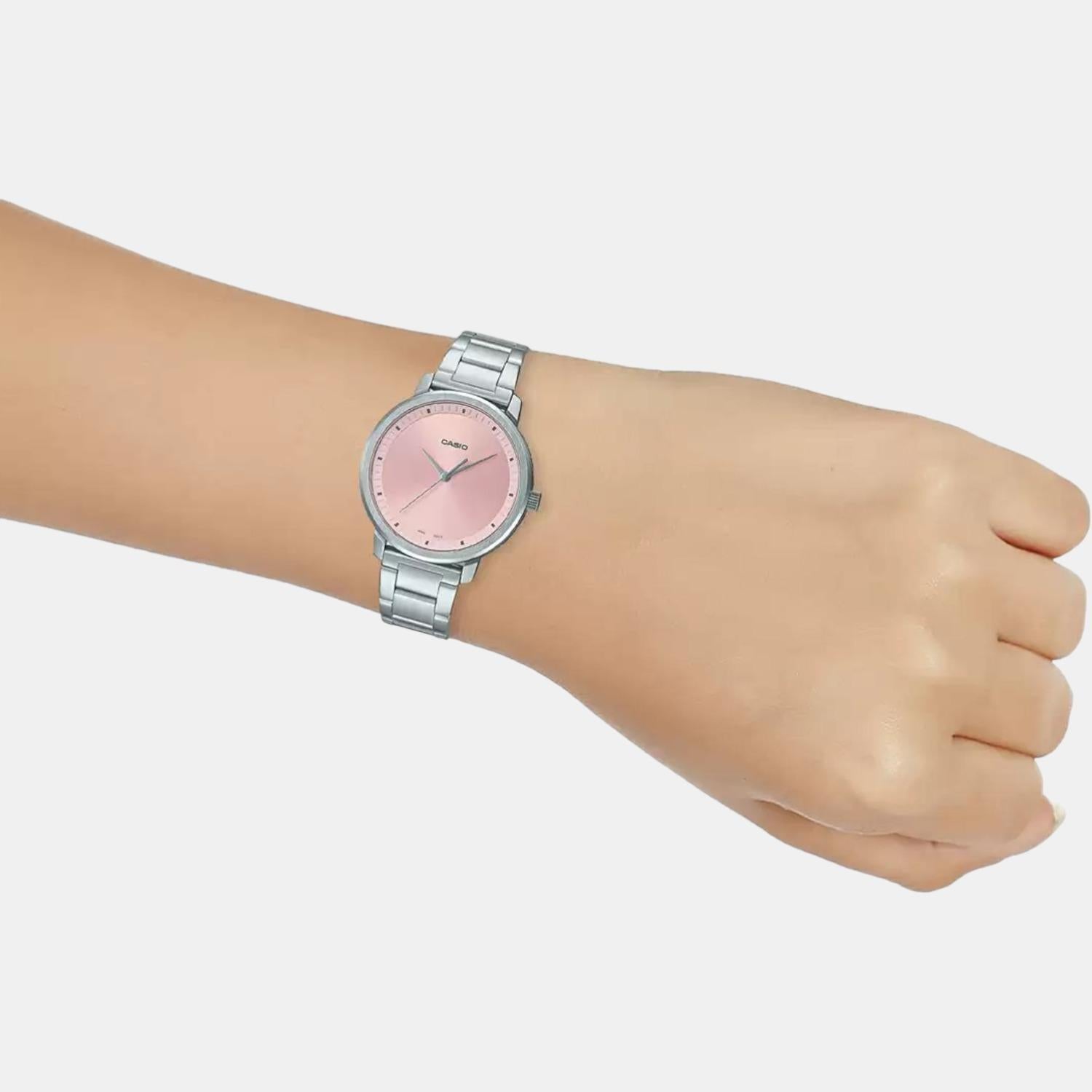 Enticer Women Quartz Pink Dial Analog Stainless Steel Watch A1937