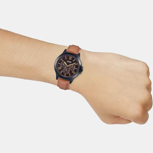 Enticer Men Quartz Black Dial Chronograph Leather Watch A1971