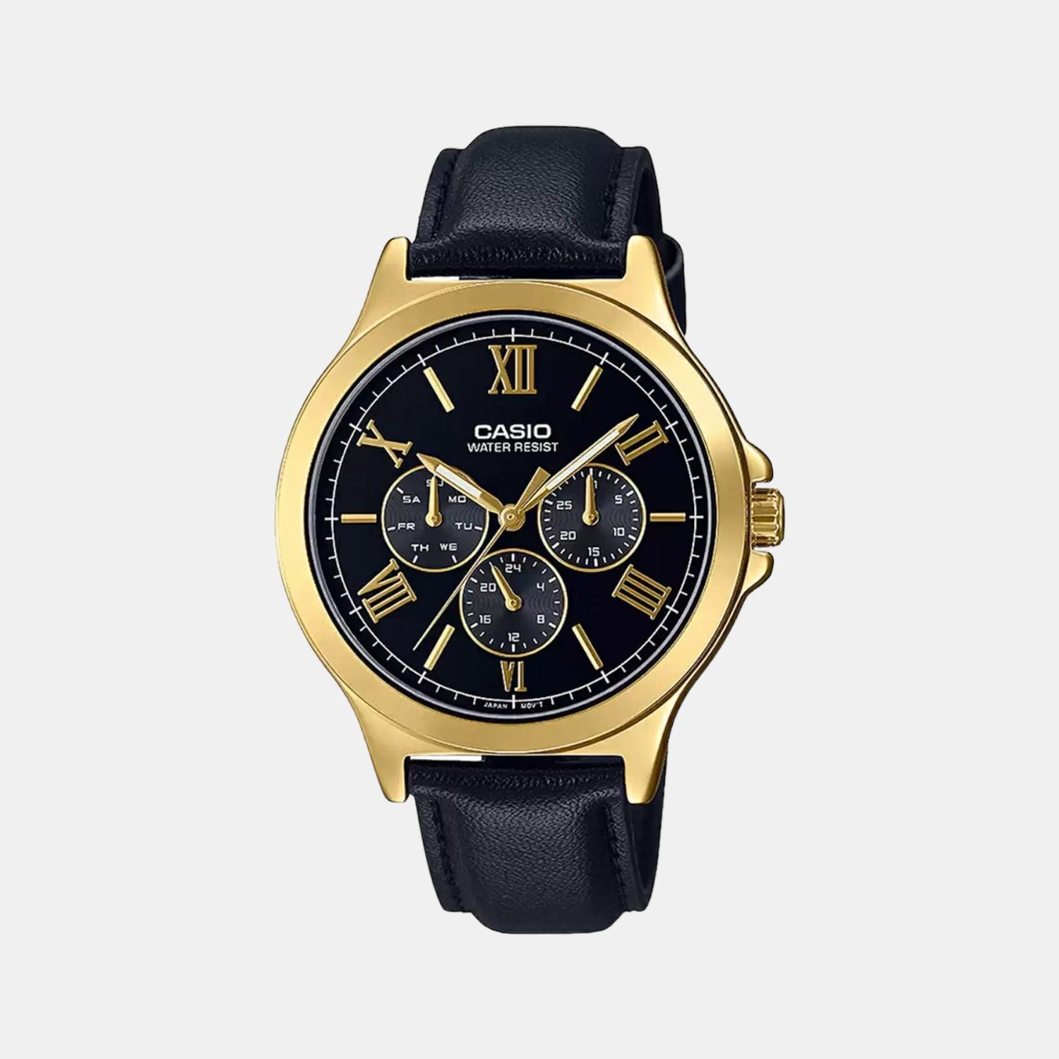 Enticer Men Quartz Black Dial Chronograph Leather Watch A1972