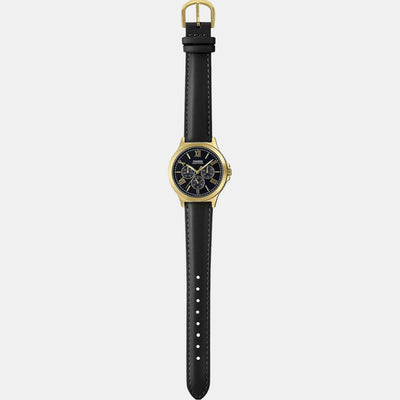 Enticer Men Quartz Black Dial Chronograph Leather Watch A1972