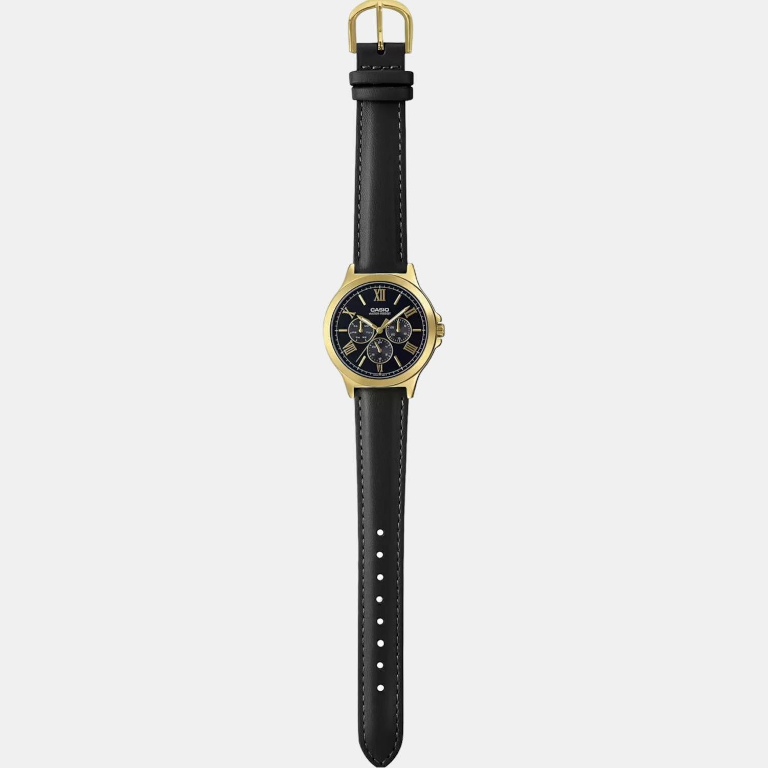 Enticer Men Quartz Black Dial Chronograph Leather Watch A1972