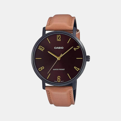 Enticer Men Quartz Black Dial Analog Leather Watch A1978