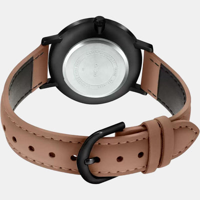 Enticer Men Quartz Black Dial Analog Leather Watch A1978