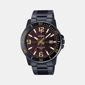 Enticer Men Quartz Black Dial Analog Stainless Steel Watch A1980