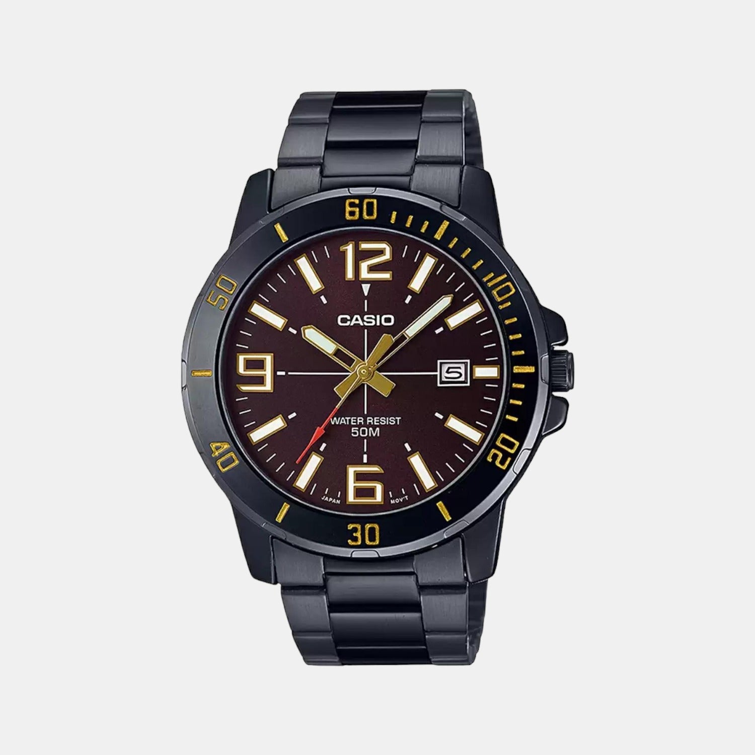 Enticer Men Quartz Black Dial Analog Stainless Steel Watch A1980