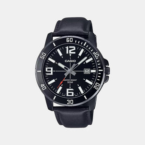 Enticer Men Quartz Black Dial Analog Leather Watch A1981