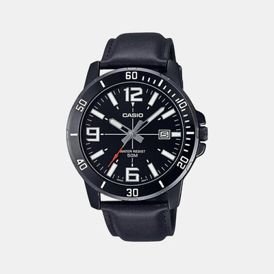 Enticer Men Quartz Black Dial Analog Leather Watch A1981