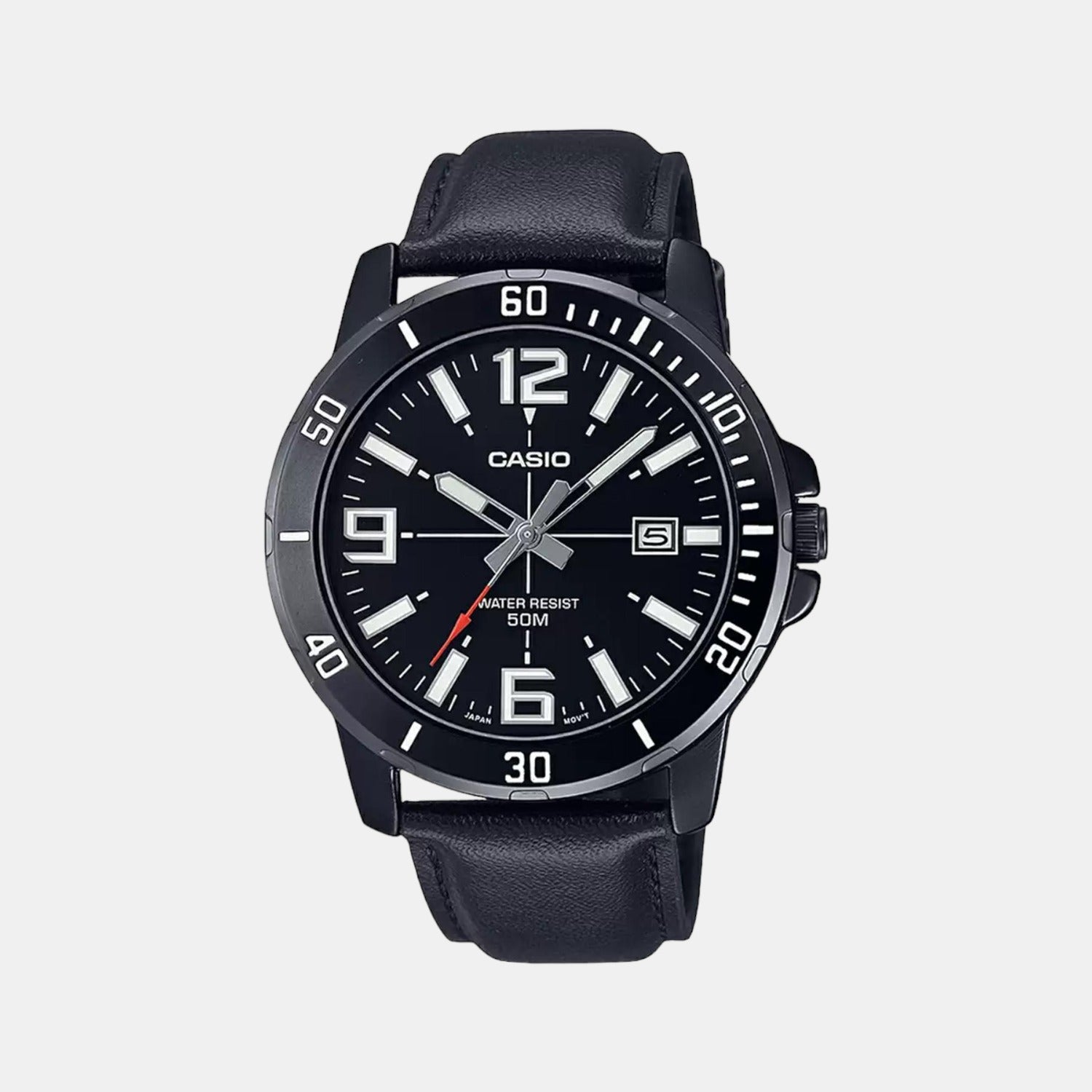 Enticer Men Quartz Black Dial Analog Leather Watch A1981