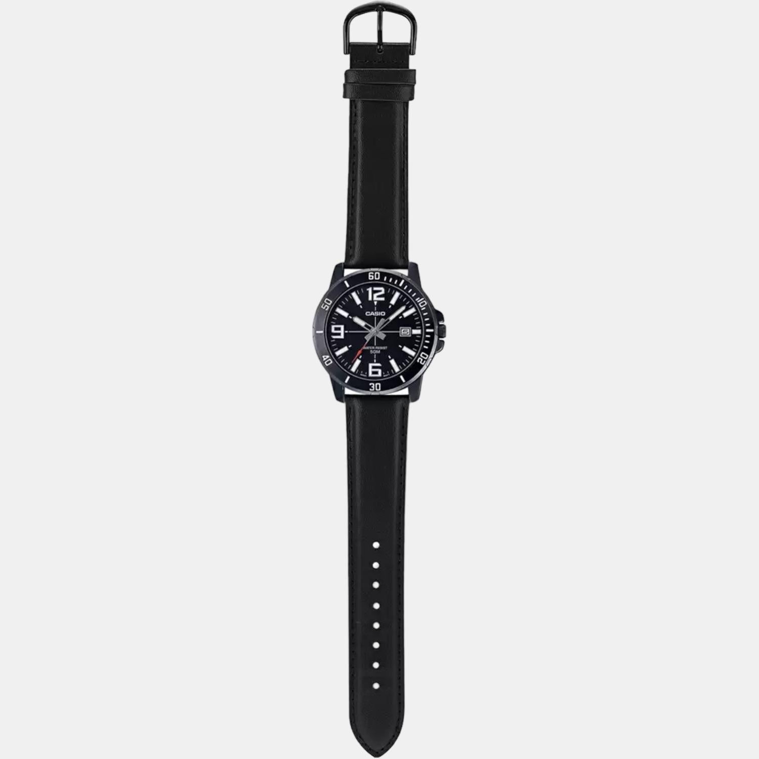 Enticer Men Quartz Black Dial Analog Leather Watch A1981