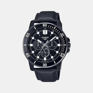Enticer Men Quartz Black Dial Chronograph Leather Watch A1986
