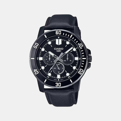 Enticer Men Quartz Black Dial Chronograph Leather Watch A1986