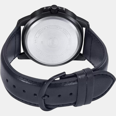 Enticer Men Quartz Black Dial Chronograph Leather Watch A1986