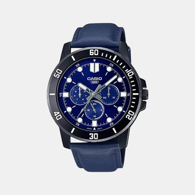 Enticer Men Quartz Blue Dial Chronograph Leather Watch A1987