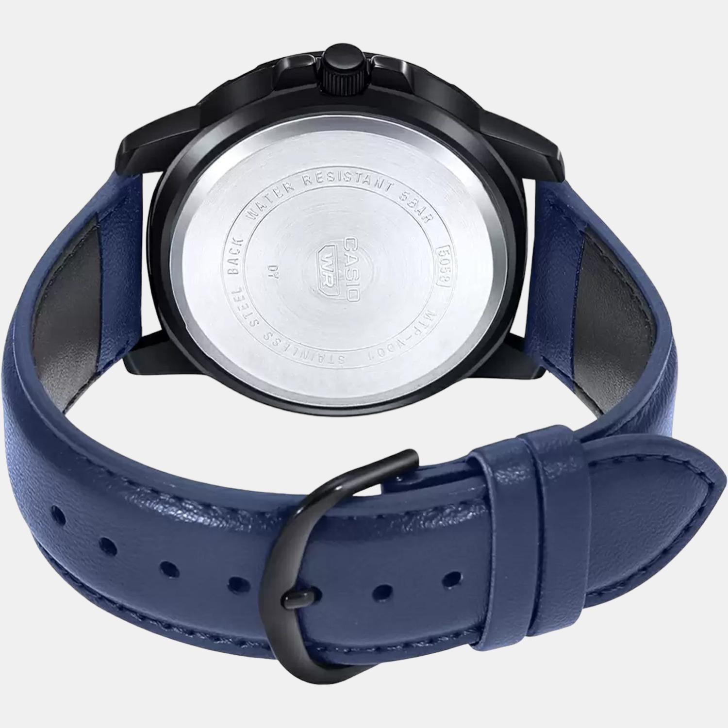 Enticer Men Quartz Blue Dial Chronograph Leather Watch A1987