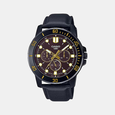 Enticer Men Quartz Brown Dial Chronograph Leather Watch A1988