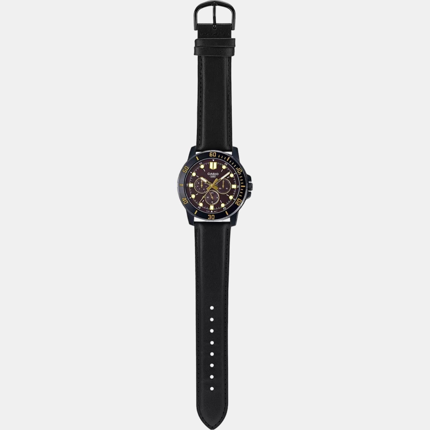 Enticer Men Quartz Brown Dial Chronograph Leather Watch A1988