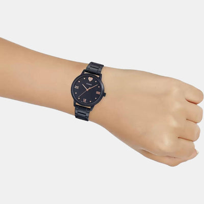 Enticer Women Quartz Black Dial Analog Stainless Steel Watch A1992