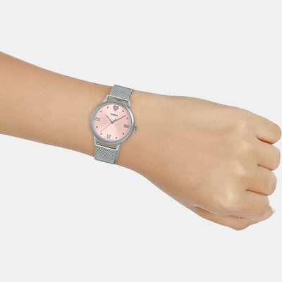 Enticer Women Quartz Pink Dial Analog Stainless Steel Watch A1993