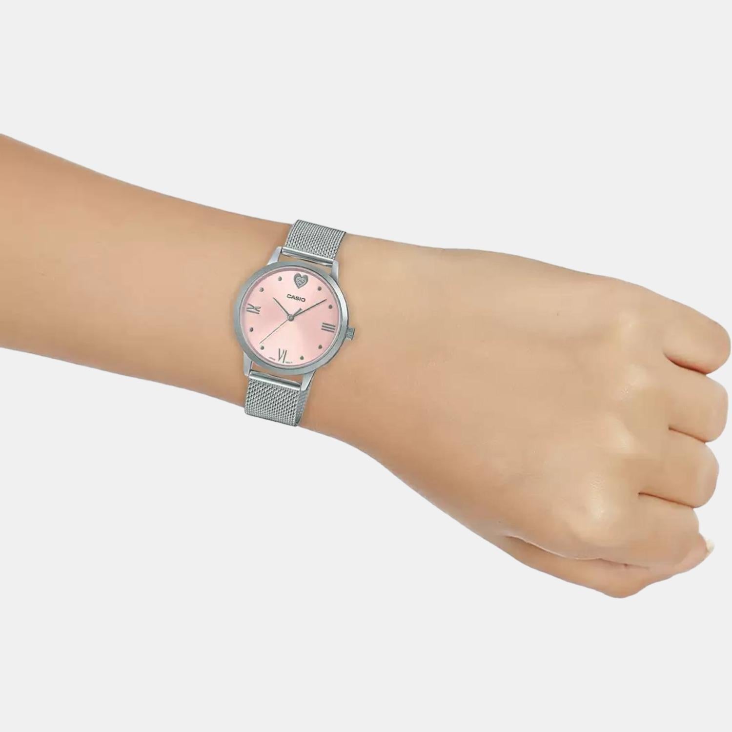 Enticer Women Quartz Pink Dial Analog Stainless Steel Watch A1993