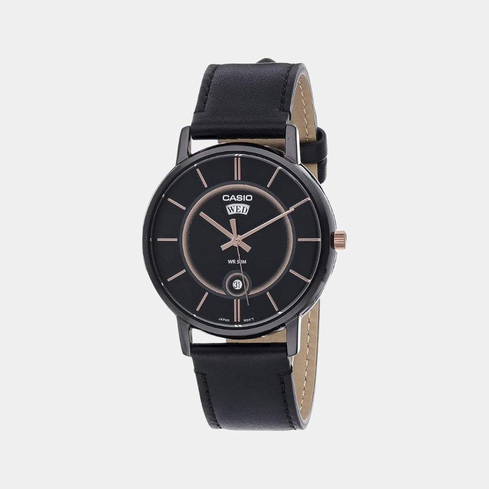 Enticer Men Quartz Black Dial Analog Leather Watch A2043