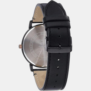 Enticer Men Quartz Black Dial Analog Leather Watch A2043