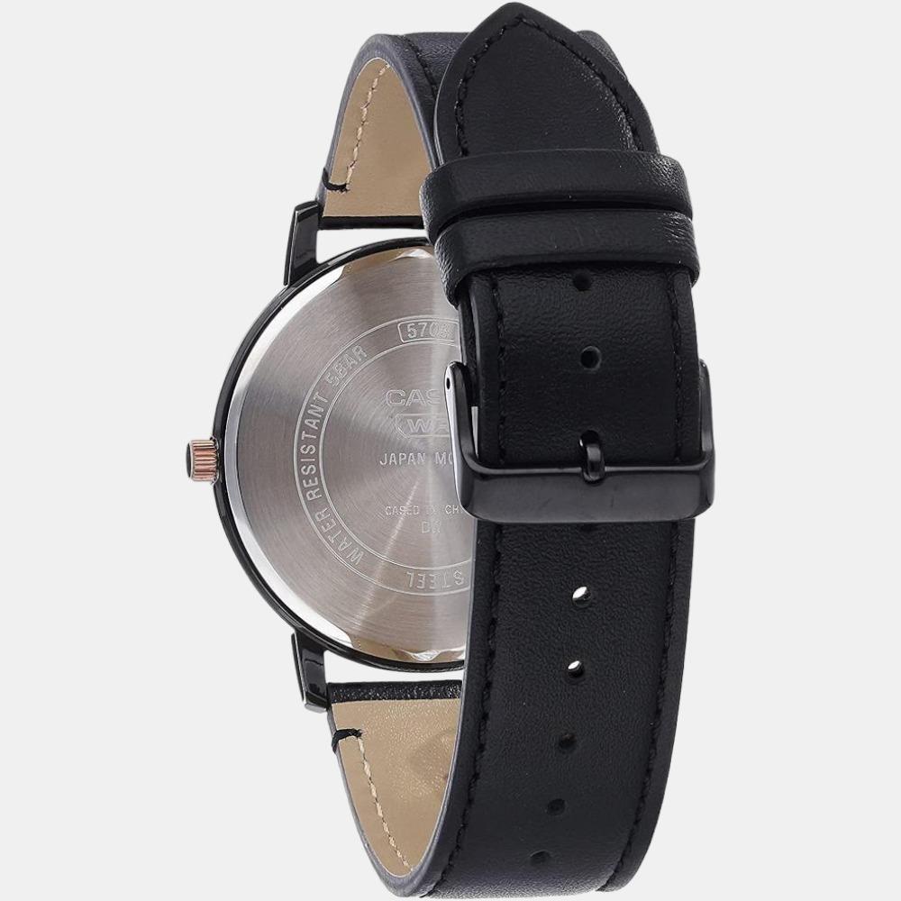 Enticer Men Quartz Black Dial Analog Leather Watch A2043