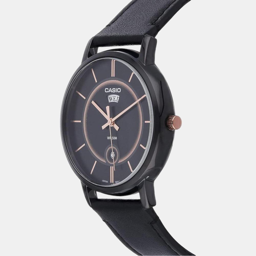Enticer Men Quartz Black Dial Analog Leather Watch A2043