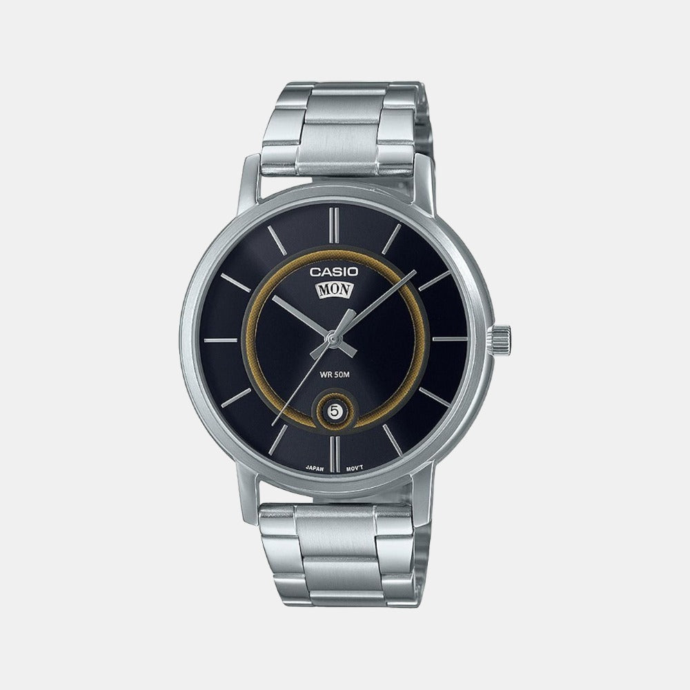 Enticer Men Quartz Black Dial Analog Stainless Steel Watch A2051