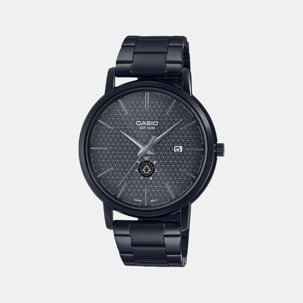 Enticer Men Quartz Black Dial Analog Stainless Steel Watch A2052