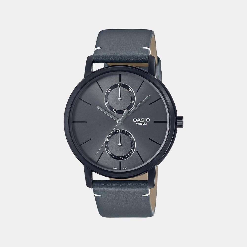Enticer Men Quartz Black Dial Multi-Function Leather Watch A2061